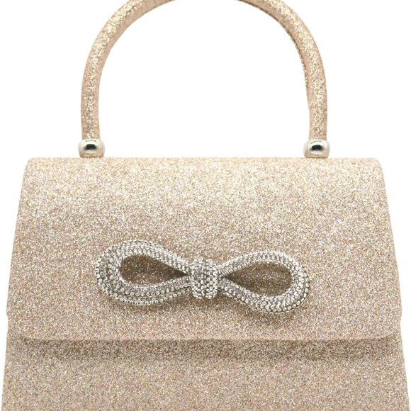 Gold sparkly rhinestone women evening clutch bag, versatile party handbag with t - Picture 1 of 7